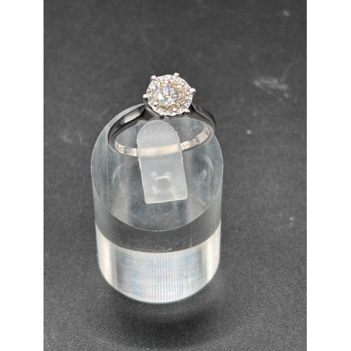 1B - Stunning 18ct white gold diamond illusion ring. Weighs 3grams. Approx. 1ct diamond.