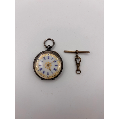 15C - Silver ladies antique pocket watch. This is a lovely example. Comes untested as missing the key. 
Hi... 