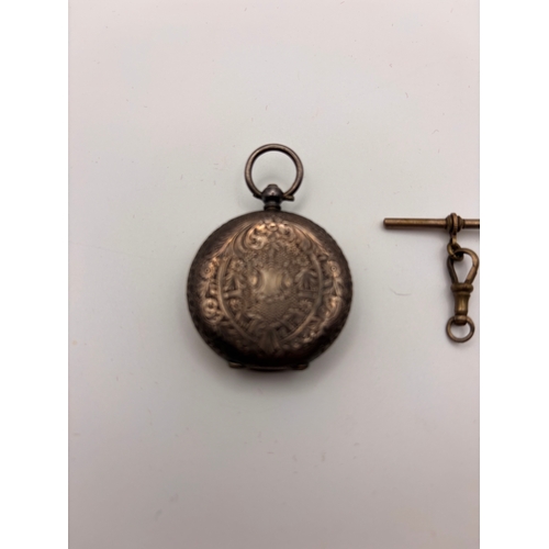 15C - Silver ladies antique pocket watch. This is a lovely example. Comes untested as missing the key. 
Hi... 