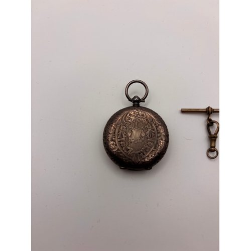 15C - Silver ladies antique pocket watch. This is a lovely example. Comes untested as missing the key. 
Hi... 