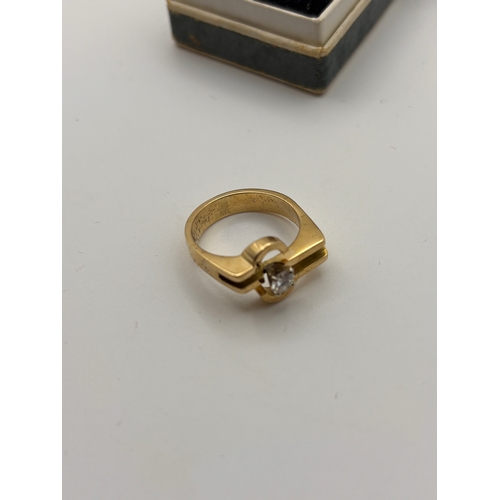 16A - Stunning handmade 9ct gold diamond ring and matching earrings.