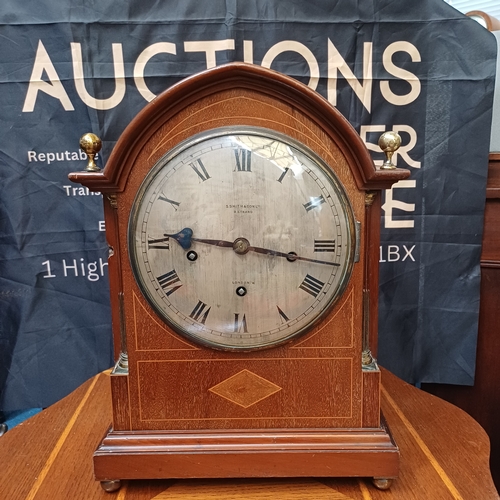 120D - Antique Bracket/Mantle Clock an Edwardian-era mahogany dome top circa 1900-1915.  It has been in the...