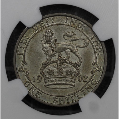 123 - 1902 Matt Proof Shilling, Edward VII. NGC graded PF64 MATTE and formerly of the Gemini Collection. A... 