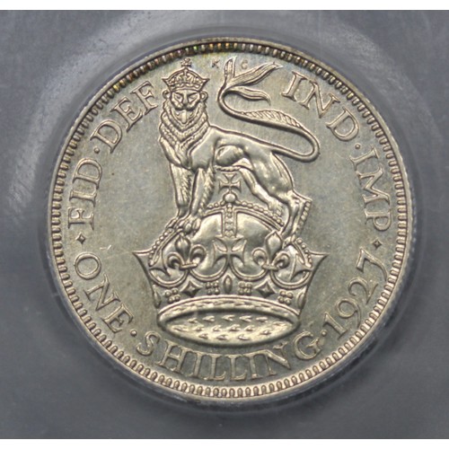 127 - 1927 Shilling, George V. Graded CGS80. 2nd Reverse (ESC 1439, Bull 3829).