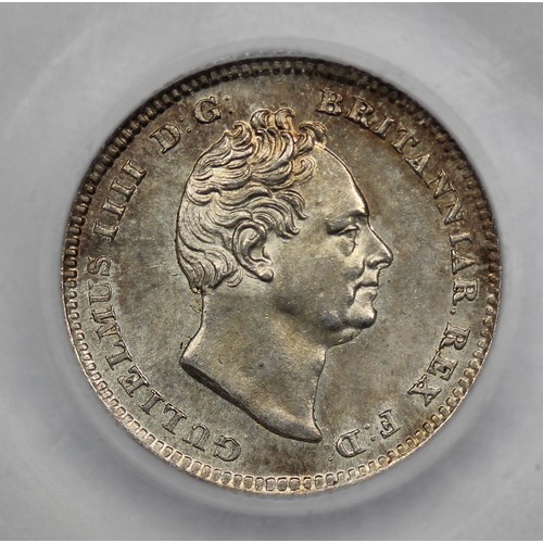 91 - 1837 Groat, William IV. Graded CGS78. Davies 384 (Obverse 2, Large Head). Virtually uncirculated, lu... 