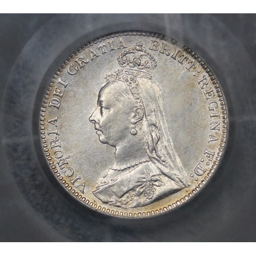 77 - 1893 Threepence, Victoria Jubilee Head. Graded CGS60. 