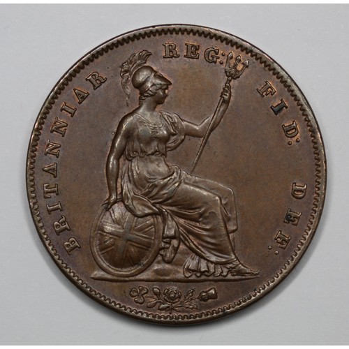 52 - 1846 Penny, near colon, Victoria. gEF/aUNC with lovely tone and trace colour interspersed in the leg... 