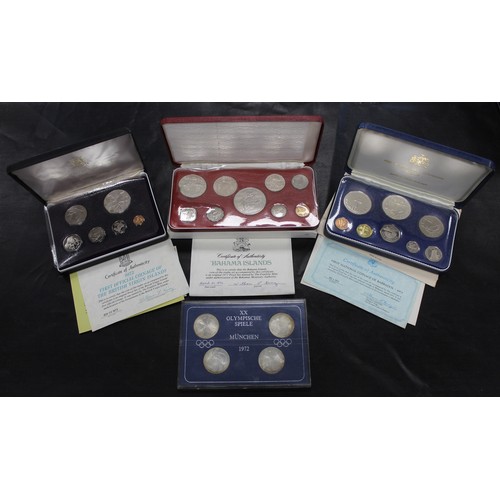 290 - World Silver & Proof Sets (4) including First National Coinage of Barbados 1973, Bahama Islands ... 