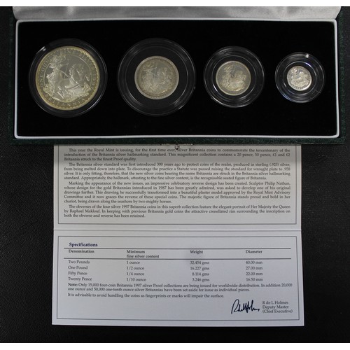 2 - 1997 Silver Britannia 4-coin proof set. The first year of issue. Some environmental toning otherwise... 