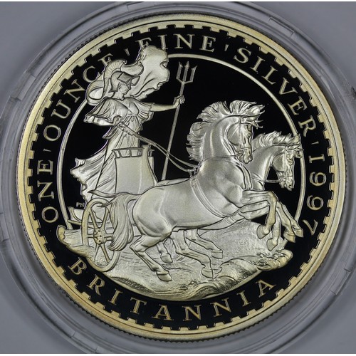 2 - 1997 Silver Britannia 4-coin proof set. The first year of issue. Some environmental toning otherwise... 