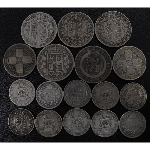 225 - Pre-1920 Silver (145g). Edward VII to George III in mixed grades.