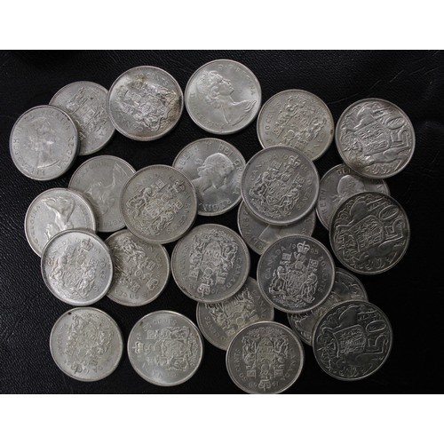 295 - Commonwealth Silver including Canadian half dollars (20) 1961-1965 & 4 x 1966 Australia 50 cents... 