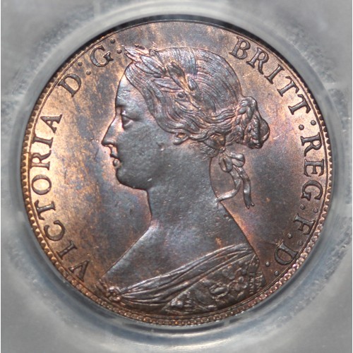 43 - 1863 Half Penny, Victoria. Graded CGS75 and ex-NGC MS63RB prior. Freeman 292. Beautifully contrastin... 