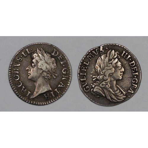 84 - Pre-1700 twopence including James II 1688/7 & William III 1698, this with an edge nick giving ri... 