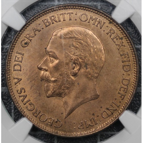 67 - 1928 Penny, George V. Graded NGC MS64RB, Freeman 199. Vertical scuff on photos a scratch on the slab... 