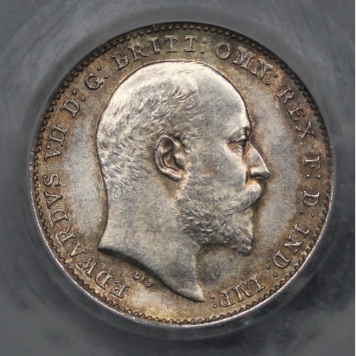 79 - 1902 Threepence, Edward VII. Graded CGS80. An eye-catching example with soft red hues through the ob... 