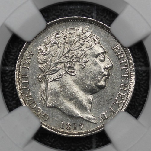 99 - 1817 Sixpence, George III. Graded NGS MS63 and presented in a Stuart Kennedy Collection holder. A br... 