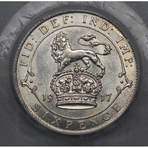 114 - 1924 Sixpence, George V. Graded CGS80. An extremely attractive, sharply struck coin with soft, almos... 