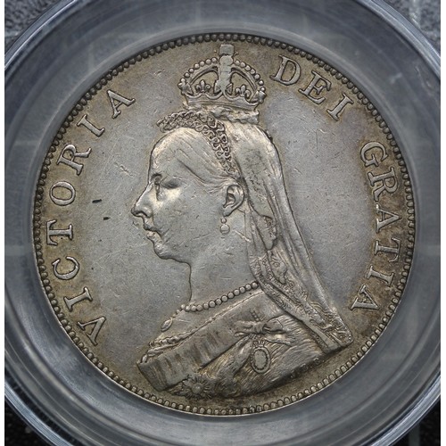 53 - 1889 Double Florin, Victoria. Inverted 1 for 2nd I in VICTORIA. Graded CGS45. 