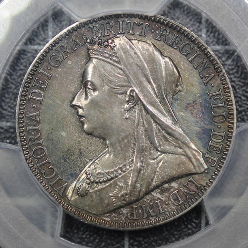 43 - 1893 Proof Florin, Victoria. Graded PCGS PR63. An extremely vibrant, colourful example with wonderfu... 