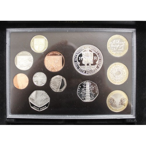 154 - 2009 Royal Mint 12-coin proof set including Kew Gardens 50p & Henry VIII commemorative £5.