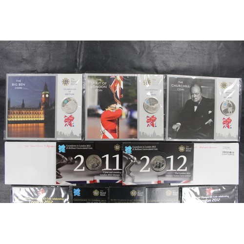 190 - Proof & BUNC London 2012 £5 coin selection including the Celebration of Britain proof issu... 