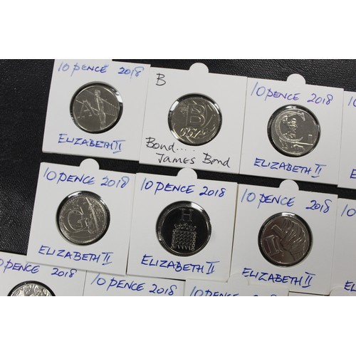 208 - 2018 A to Z 10p collection. All good condition circulated examples individually labelled in lighthou... 