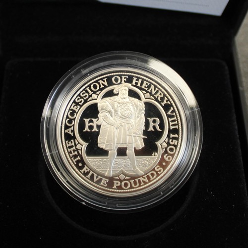 135 - 2009 Henry VIII silver proof £5. Cased with COA. Some very minor obverse toning.