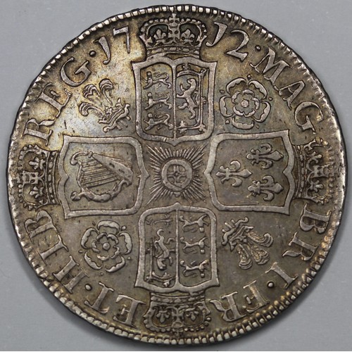 46 - 1712 Half Crown, Queen Anne, Roses & Plumes in angles. About gVF with a particularly attractive ... 