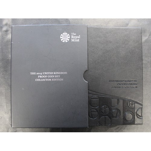 160 - 2015 Royal Mint 13-coin proof set including Churchill & Battle of Waterloo £5's.