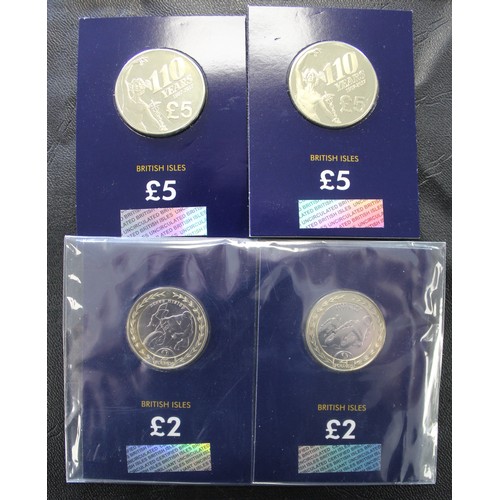 220 - Coins of the Isle of Man comprising 2019 Peter Pan 50p, 2018 65th Anniversary 50p set, 2019 D-Day Le... 