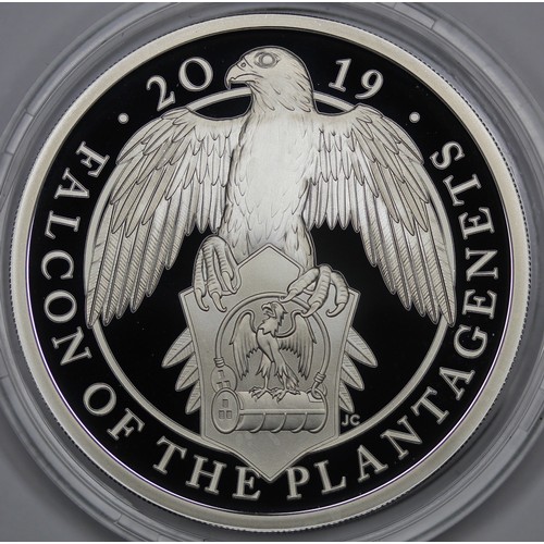 114 - 2019 Silver proof Queen's Beast Falcon of the Plantagenets. aFDC in capsule. 