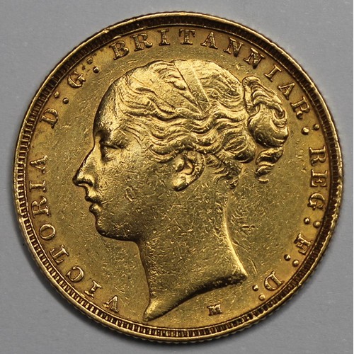 73 - 1886M Sovereign, Victoria young head, Melbourne mint. Cleaned otherwise gVF.