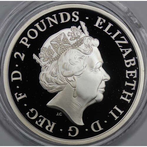 117 - 2018 Silver proof Queen's Beast Black Bull of Clarence. Faint handling mark. In capsule, no box or C... 