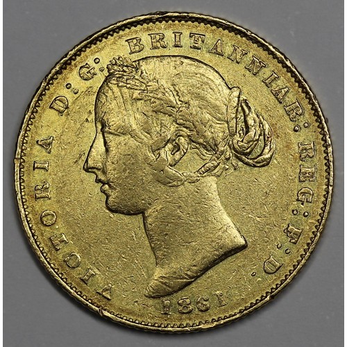 97 - 1861 Australia Sovereign, Sydney Mint, scarce. gFine/VF but with flashy lustre still remaining withi... 