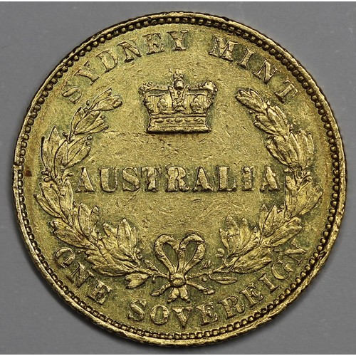 97 - 1861 Australia Sovereign, Sydney Mint, scarce. gFine/VF but with flashy lustre still remaining withi... 