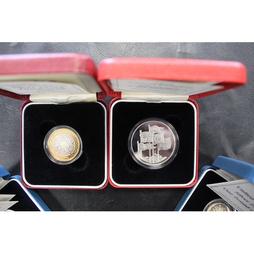 143 - Silver Proof issues (4) comprising 1996 & 1998 £1 coins, 1998 Technology £2 & 1996 70th Birt... 