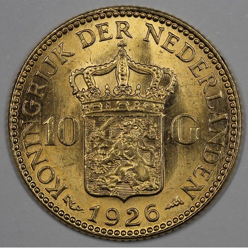 102 - 1926 Netherlands 10 gulden. A bright and vibrant example with lovely eye appeal and superb lustre. A... 