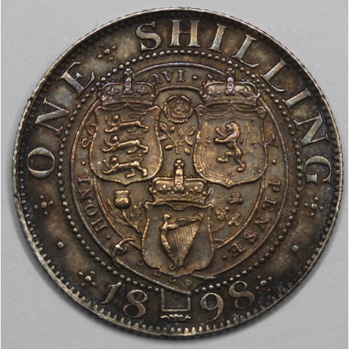 40 - 1898 Shilling, Victoria. A few obverse surface marks otherwise a nice EF example with a very attract... 