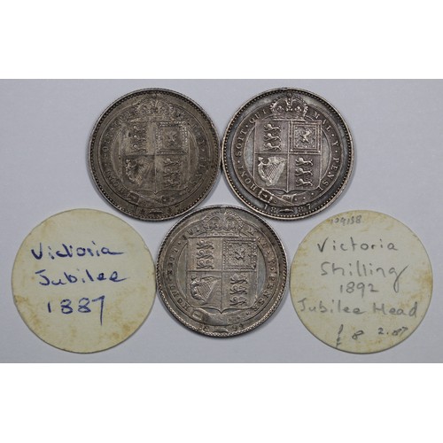 39 - 1887 (2) and 1892 Shillings, Victoria, from the Abramson Collection of English Coins Spink sale (Lot... 