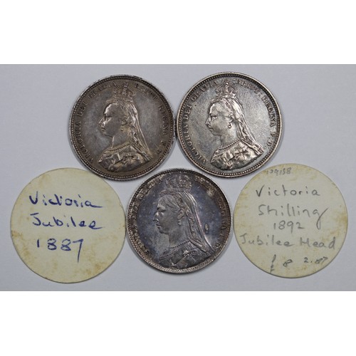 39 - 1887 (2) and 1892 Shillings, Victoria, from the Abramson Collection of English Coins Spink sale (Lot... 