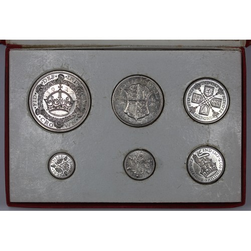 64 - 1927 Proof Set, George V, in original red case. A few obverse spots on crown to florin. Regardless a... 