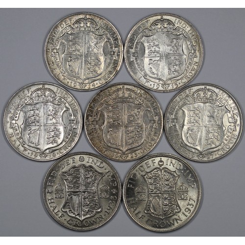 242 - Half Crowns (7) comprising 1914 (VF), 1915 (gVF), 1918 (EF), 1923 (VF), 1927 (gVF), 1933 (gEF) &... 