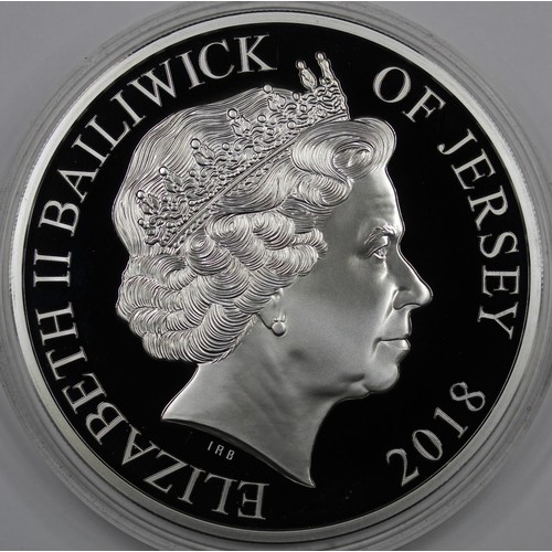 131 - 2018 Jersey Proof 5oz Silver £10 coin commemorating the 65th Coronation Anniversary. About as ... 