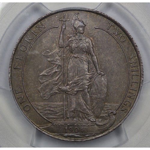 44 - 1904 Florin, Edward VII. Graded PCGS MS64. 6 graded at this level across both US houses with just on... 