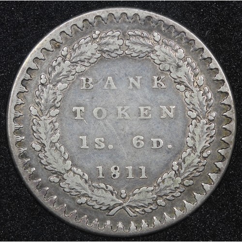 50 - 1811 Eighteen pence bank token, George III. In a presentation holder, overall gFine but cleaned.