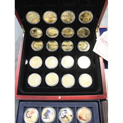 291 - An assortment of numismatic items including a set of 6 24ct gold plated medals commemorating the 250... 