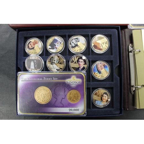 291 - An assortment of numismatic items including a set of 6 24ct gold plated medals commemorating the 250... 