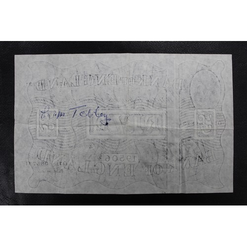 224 - Beale white £5 (B270), black on white uniface. London 18th October 1949. S/N O71 085731. Multi... 