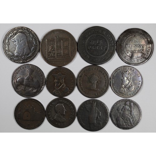 233 - Conder & Trade tokens in copper (12) featuring both pennies (4) and half pennies (8) from Englan... 